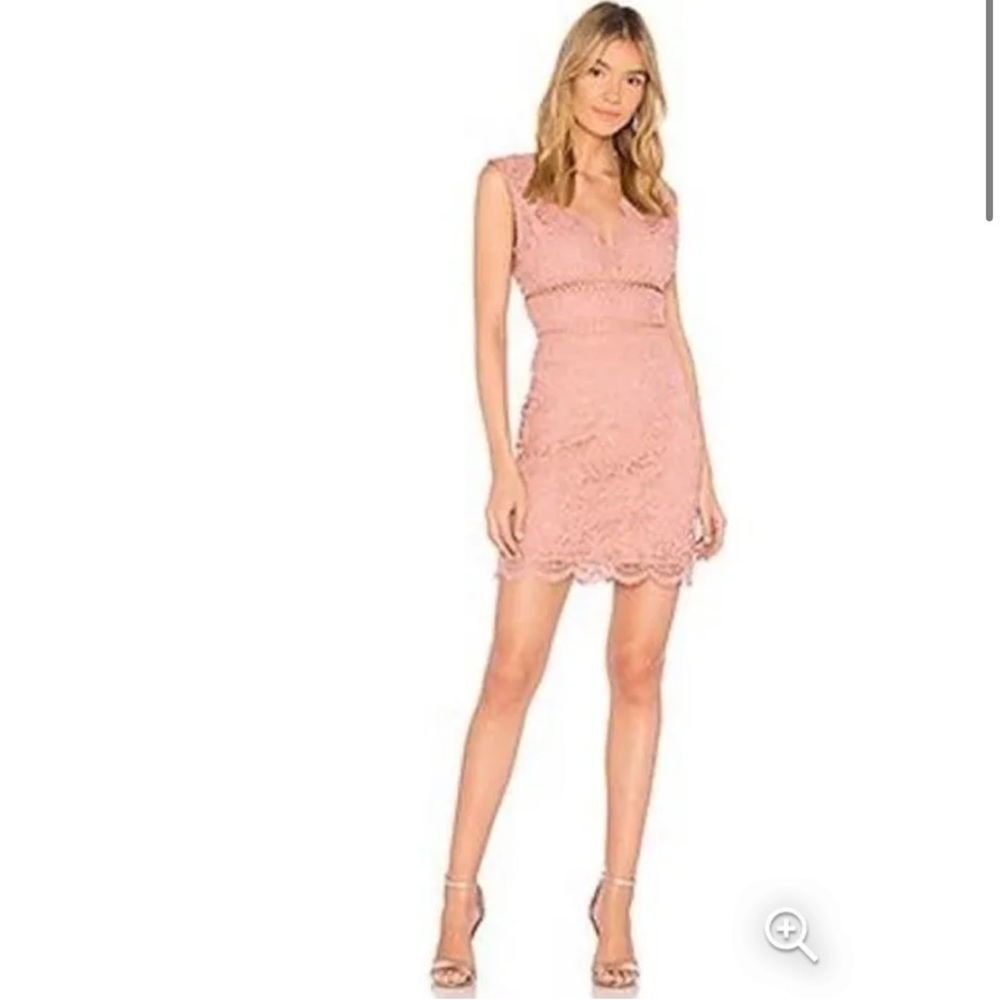 J.o.A just one answer rose pink open back lace mini cocktail Barbiecore